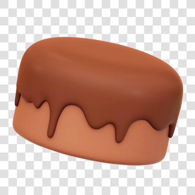 Icono de renderización 3D de pastel de chocolate con fondo transparente aislado