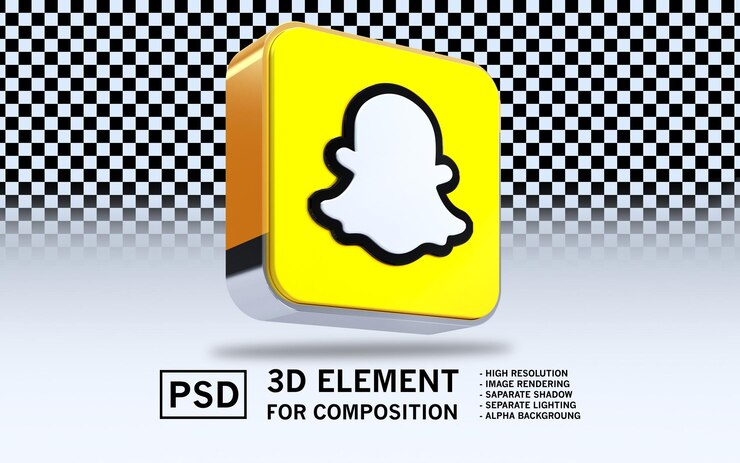 PSD el icono de renderización 3d de sosmed snap chat