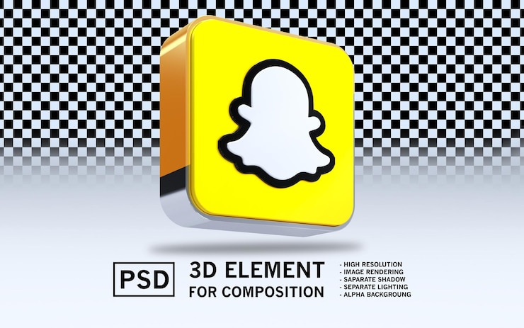 PSD el icono de renderización 3d de sosmed snap chat