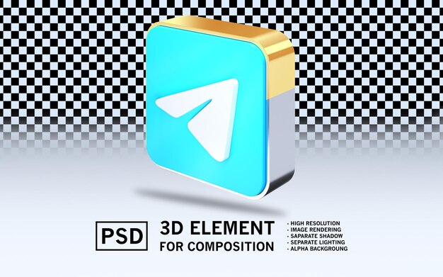 El icono de renderización 3D de Sosmed Telegram