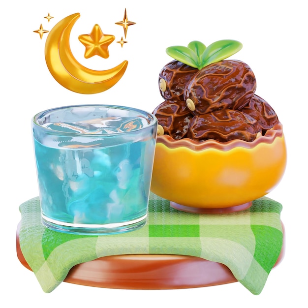 El icono de renderización de Iftar en 3D