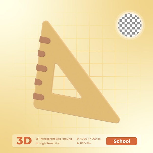 El icono de renderización triangular en 3D del paquete escolar