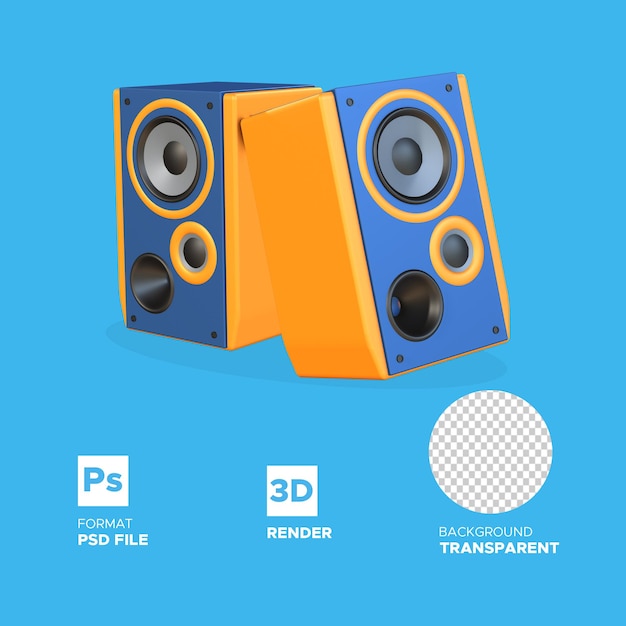 Icono de renderizado 3d del altavoz psd premium