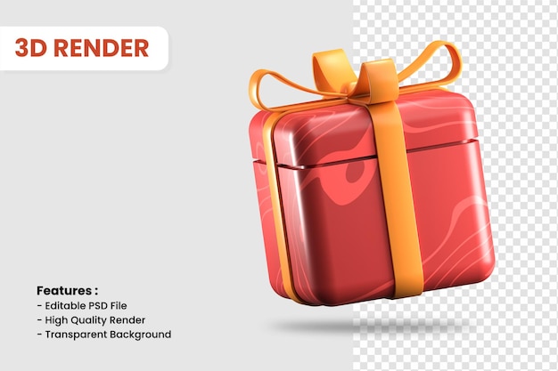 Icono de renderizado 3D de caja de regalo aislada. Útil para aplicaciones móviles o ilustración de diseño de obsequios.