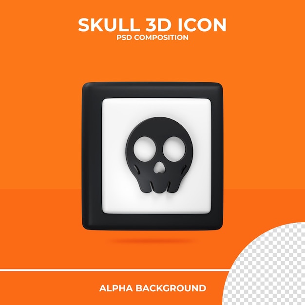 Icono de renderizado 3d de calavera halloween Premium Psd