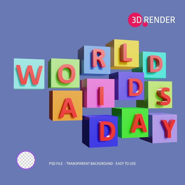 Icono de renderizado 3d día mundial del sida 9