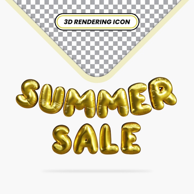 Icono de renderizado 3d efecto de globo dorado de venta de verano