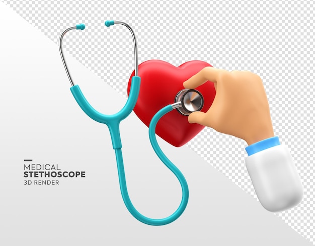 PSD icono de renderizado 3d de estetoscopio médico realista