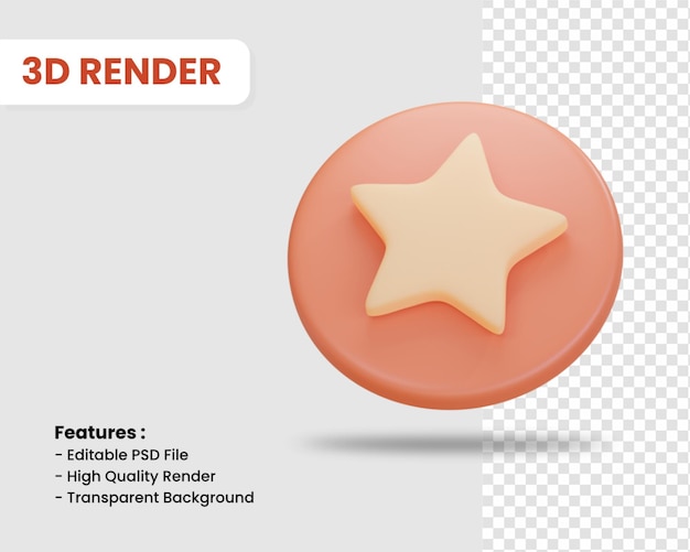 Icono de renderizado 3D de estrella aislada