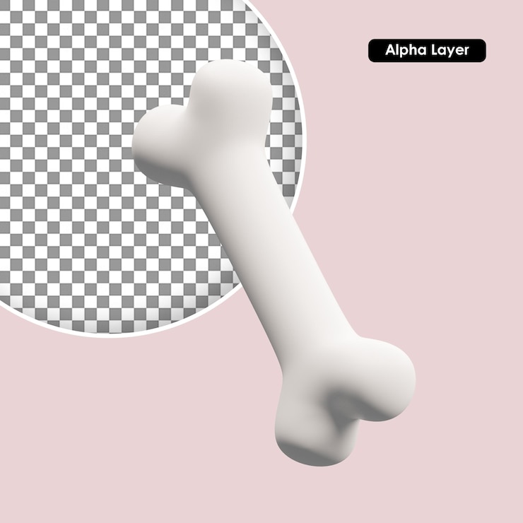 Icono de renderizado 3D de hueso