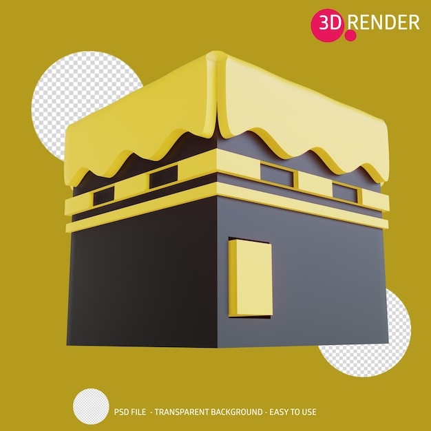 PSD icono de renderizado 3d kaaba