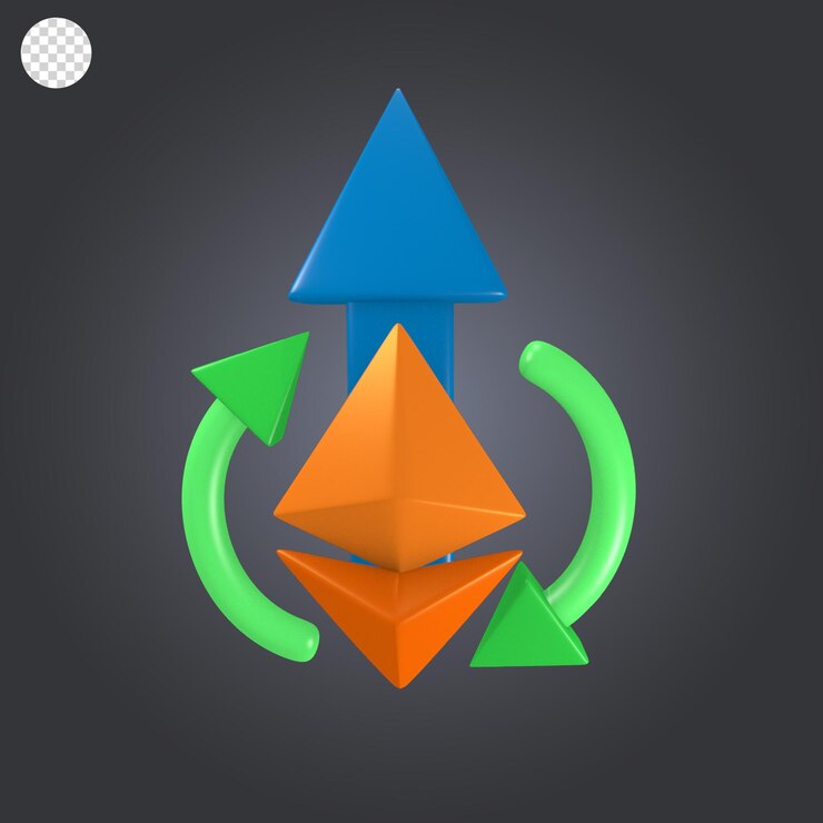 PSD icono de renderizado 3d linda ilustración nft investment up ethereum