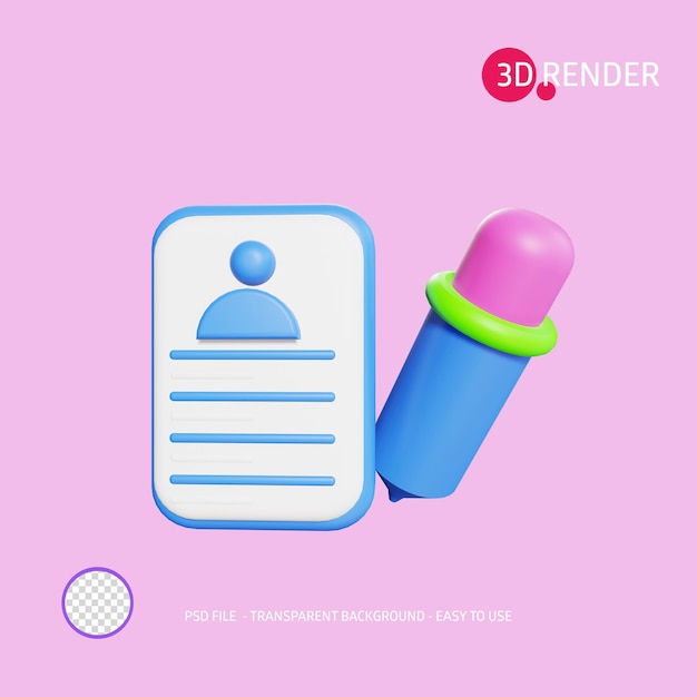 Icono de renderizado 3D LISTA CONTACTO