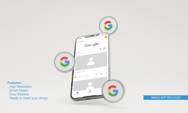 Icono de renderizado 3d maqueta de teléfono móvil de ilustración de google