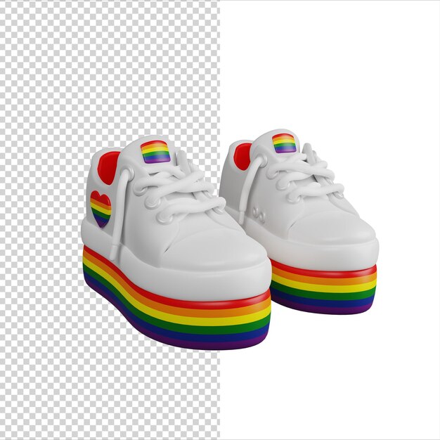 Icono de renderizado 3D del Mes del Orgullo de Rainbow Shoes