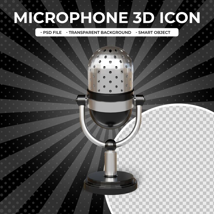 PSD icono de renderizado 3d de micrófono