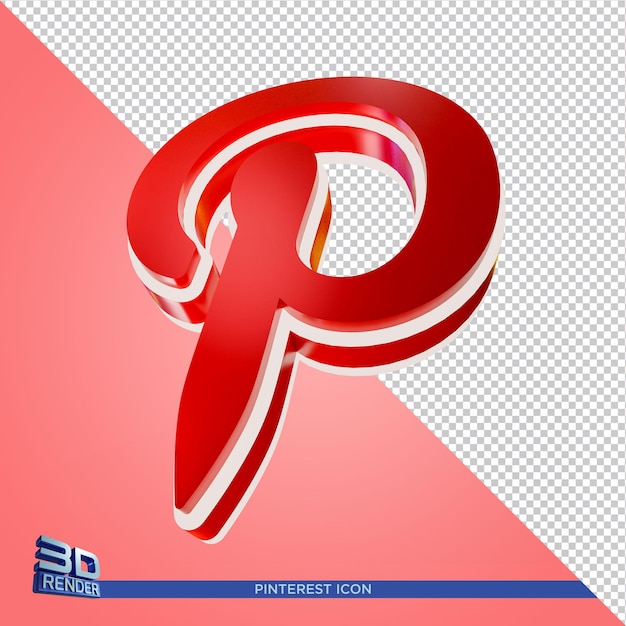 Icono de renderizado 3D de Pinterest en renderizado 3D