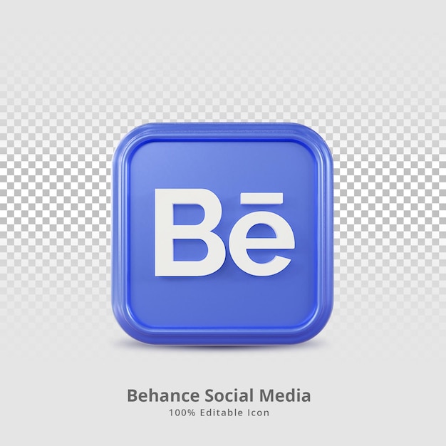 Icono de renderizado 3d de redes sociales de behance