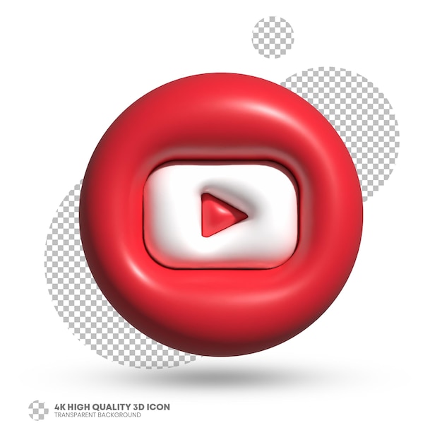 icono de renderizado 3d de redes sociales de youtube