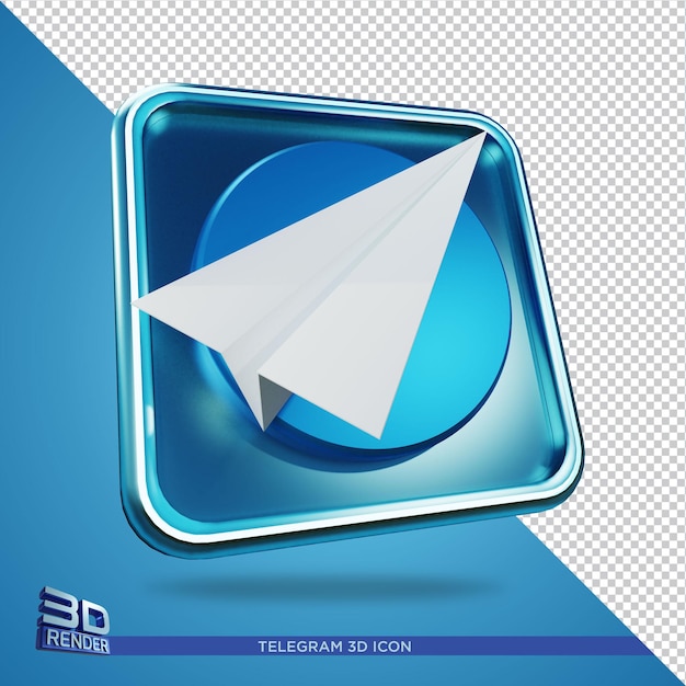 PSD icono de renderizado 3d de telegrama aislado