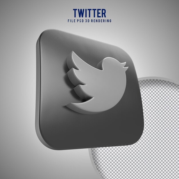 Icono renderizado 3d de Twitter de alta calidad