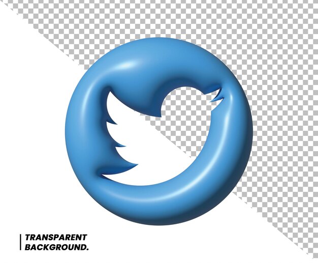 PSD icono de renderizado en 3d de twitter