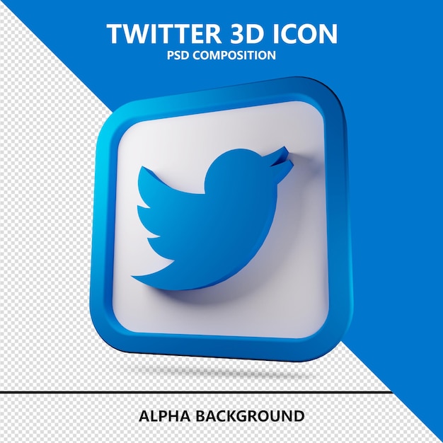 icono de renderizado 3d de twitter