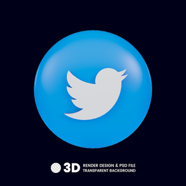 Icono de renderizado 3D de Twitter