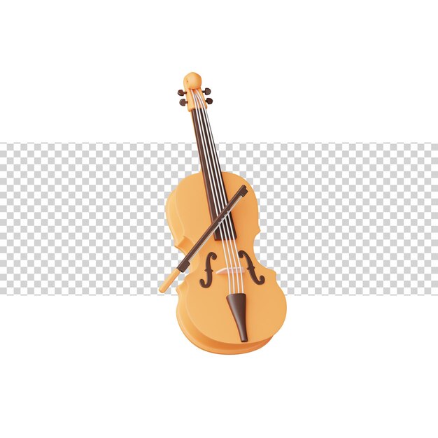 PSD icono de renderizado 3d de violín para sitio web, aplicación o juego violín divertido y sencillo