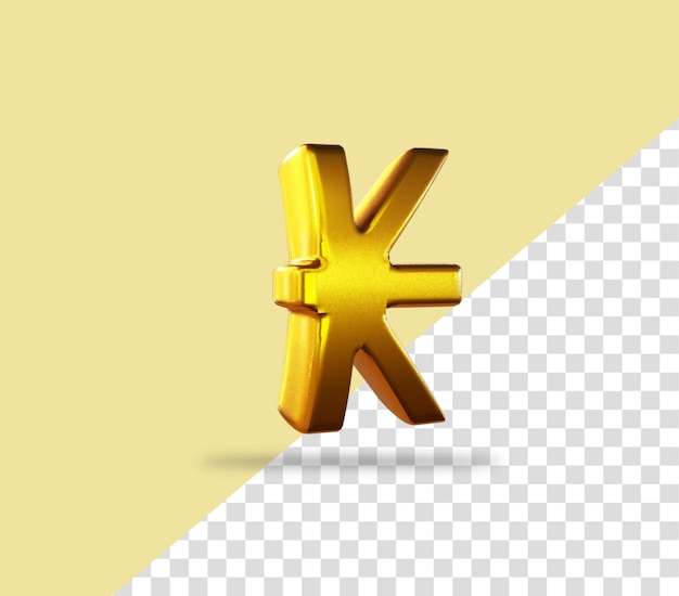 PSD icono de renderizado dorado de signo de kip