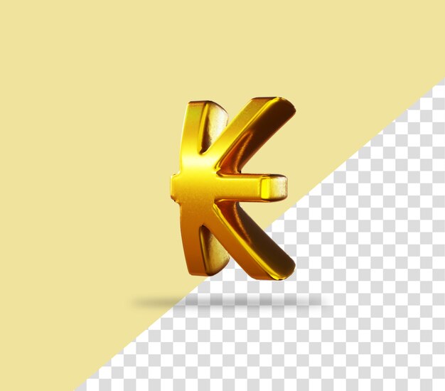 PSD icono de renderizado dorado de signo de kip