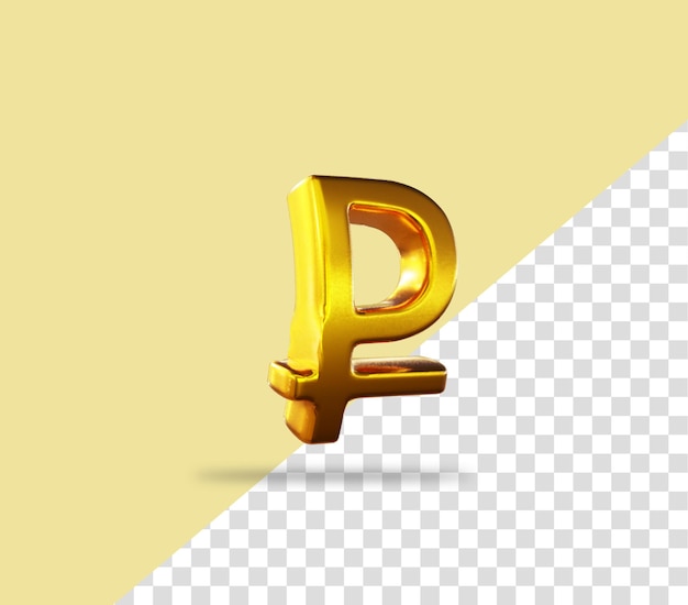 PSD icono de renderizado dorado de signo de rublo