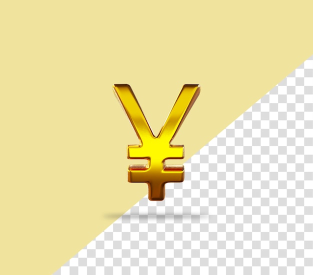 Icono de renderizado dorado de signo de yenes