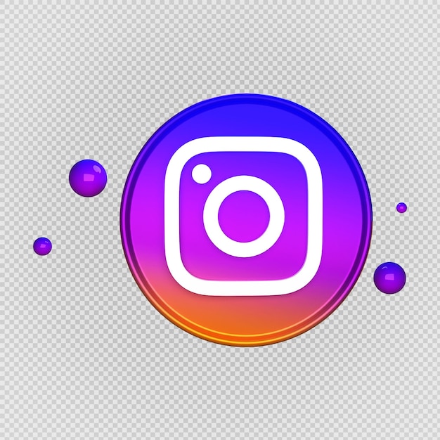 Icono de renderizado de logotipo realista de instagram 3d con fondo transparente de bola máscara de recorte de imagen png