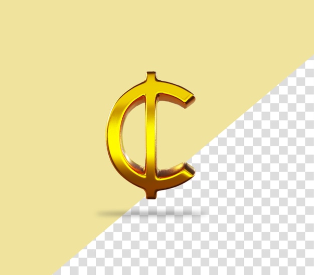 PSD icono de renderizado de moneda de oro de signo cedi