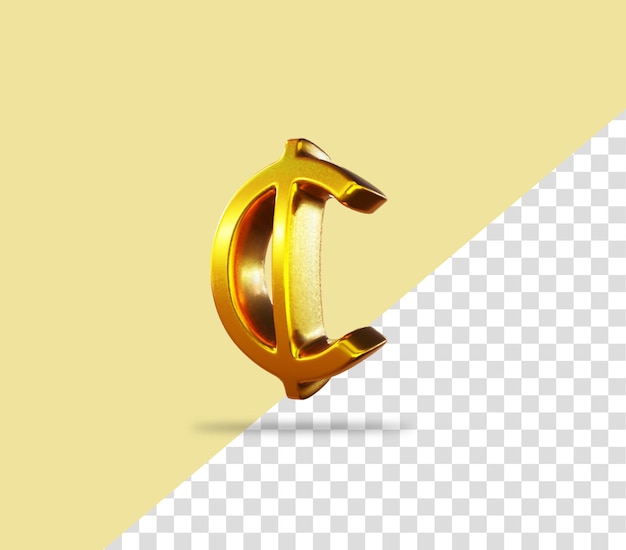 PSD icono de renderizado de moneda de oro de signo cedi