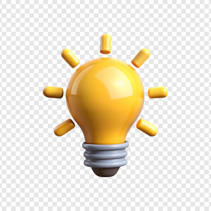 PSD icono renderizado de rayos brillantes de la bombilla amarilla en 3d