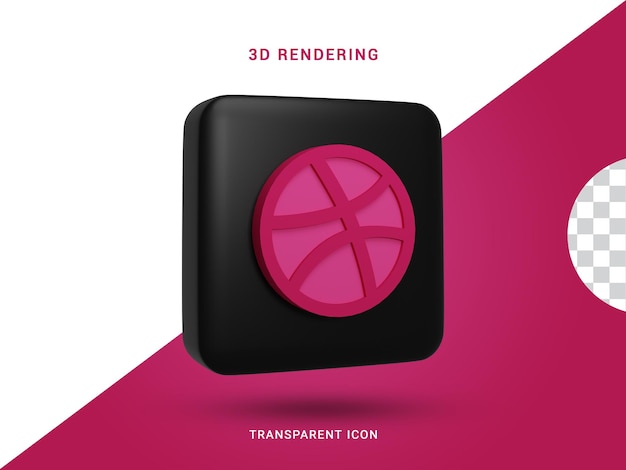 Icono de renderizado de redes sociales 3d dribble para composición