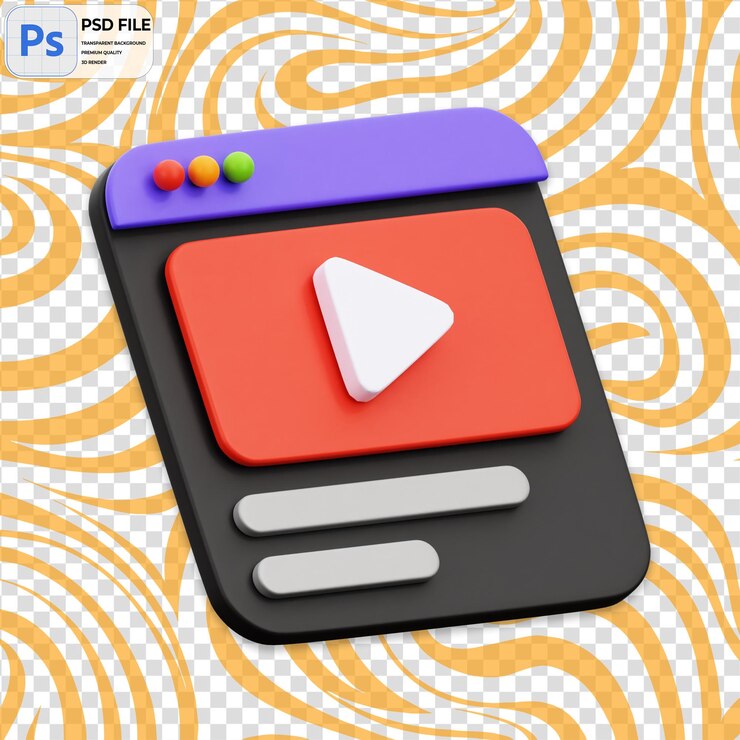 PSD icono de renderizado de video en línea 3d aislado ilustración png plantilla psd