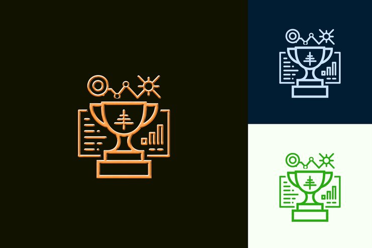 PSD icono de rendimiento del mercado con un trofeo o tarjeta de puntuación esboza un diseño de icono minimalista abstracto