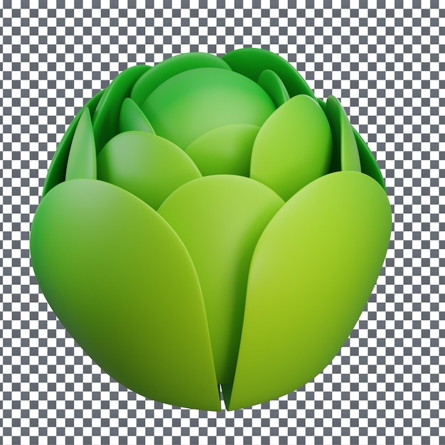 Icono de repollo PSD 3D en fondo aislado y transparente