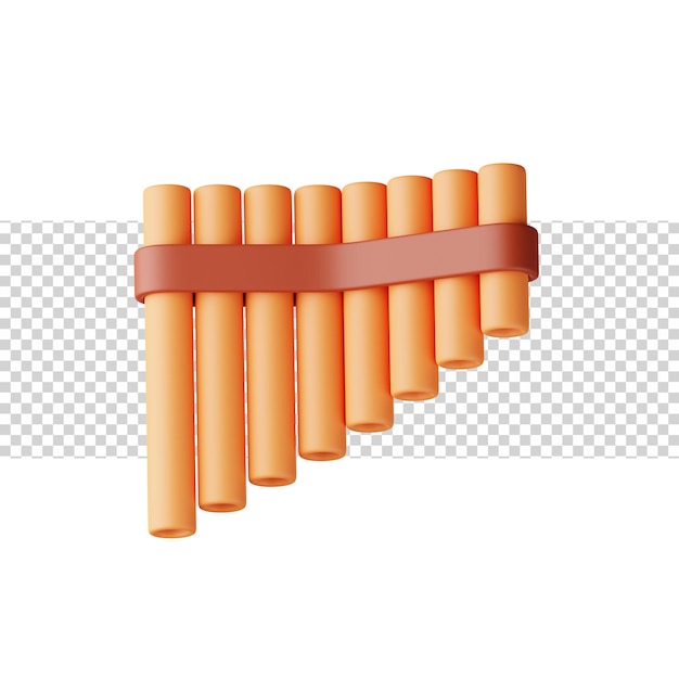 PSD icono de representación 3d de flauta de pan para sitio web, aplicación o juego flauta de pan sencilla y divertida