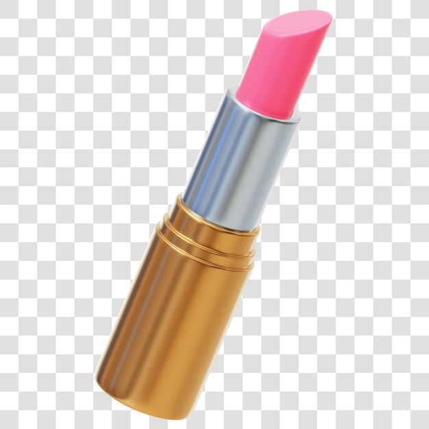 Icono de representación 3d de lápiz labial femenino trasfondo transparente aislado