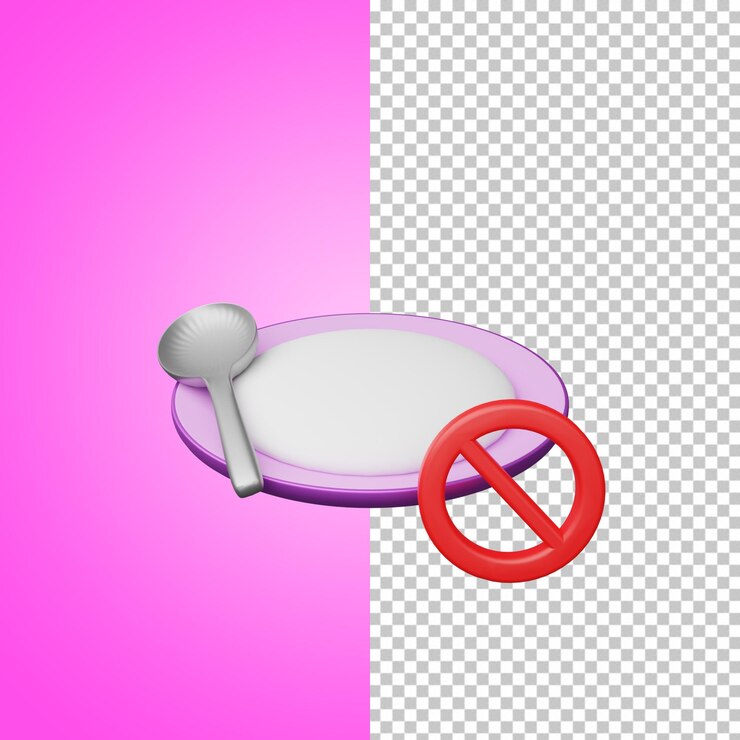 PSD icono de representación 3d de ramadán kareem no comer para ayunar