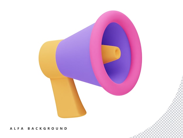 Icono de representación de megáfono 3d transparente
