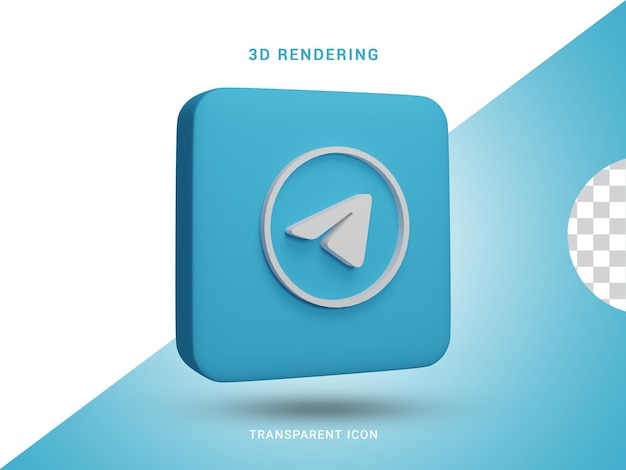 Icono de representación de redes sociales 3d de telegram para composición