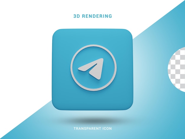 Icono de representación de redes sociales 3d de telegram para composición