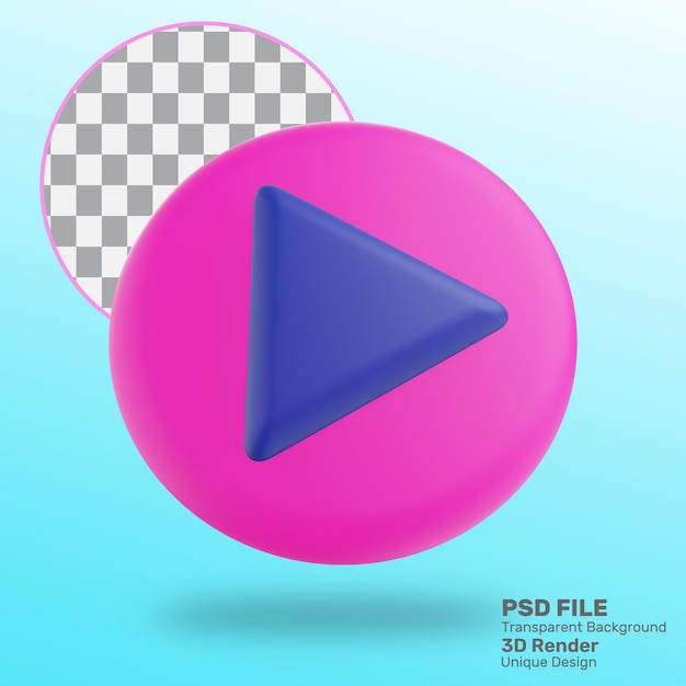 icono de reproducción de renderizado 3d premium psd