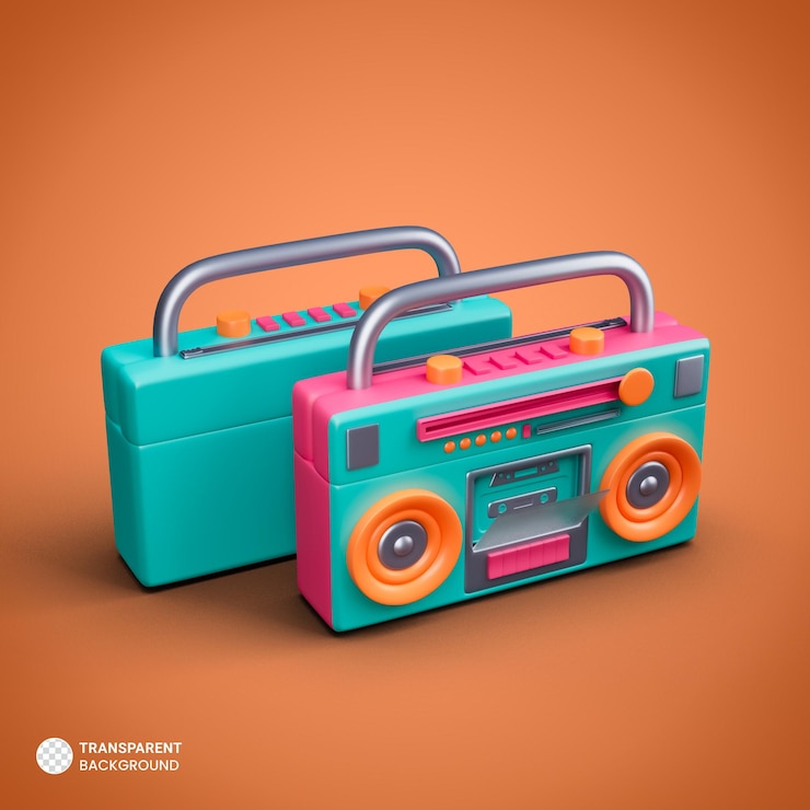 PSD icono de reproductor de casete ilustración de procesamiento 3d aislado
