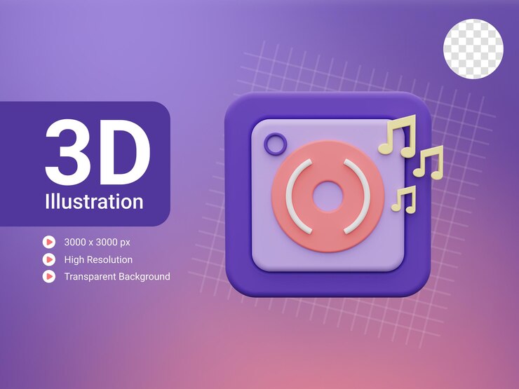 icono de reproductor de música 3d